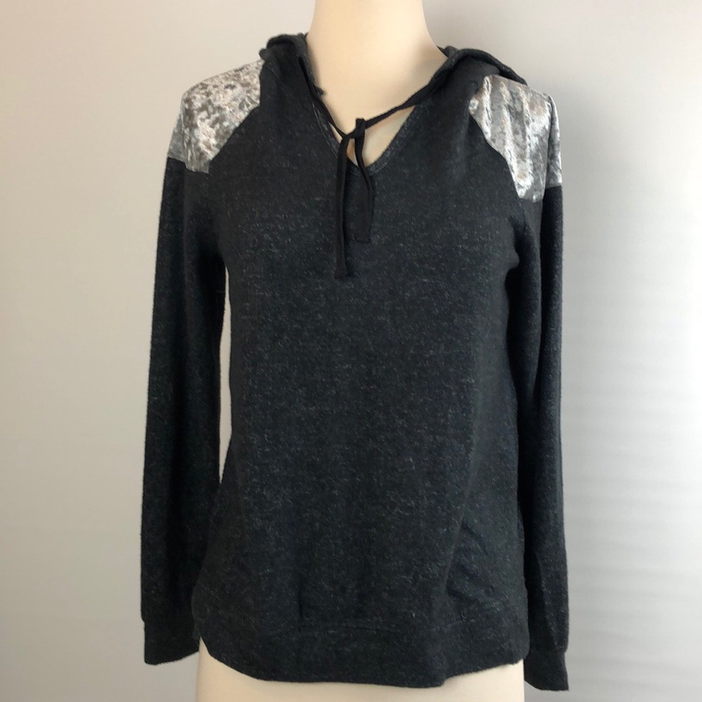 Hippie Rose Charcoal Combo Hoodie Sweater Medium